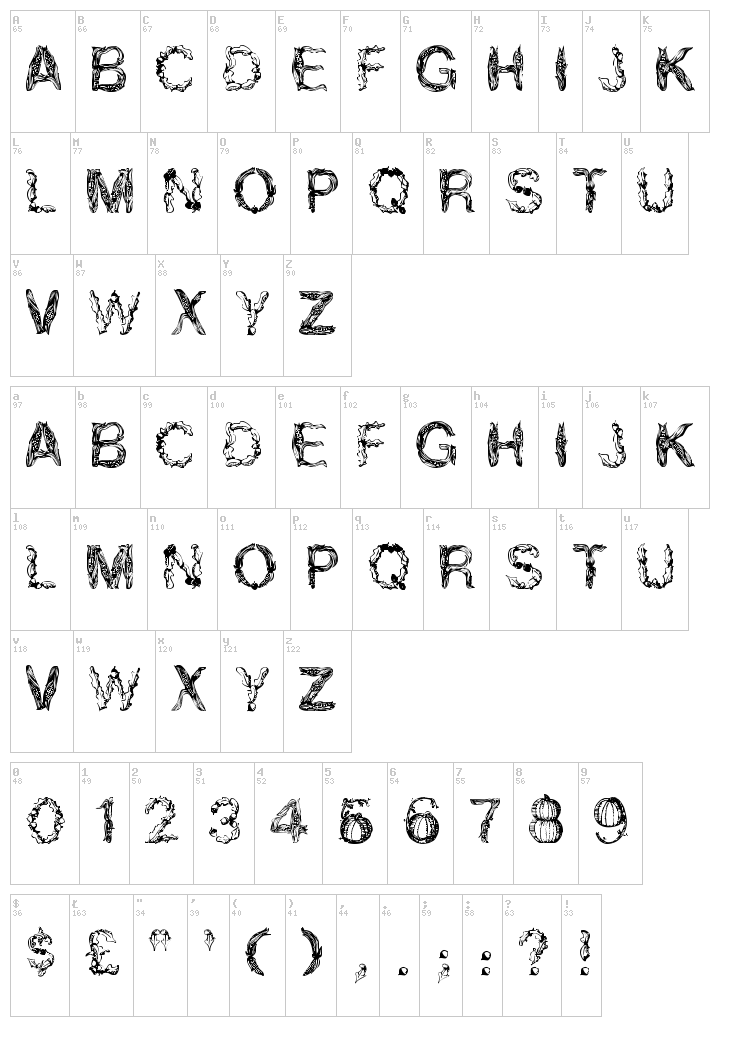 Autumn Gifts font map